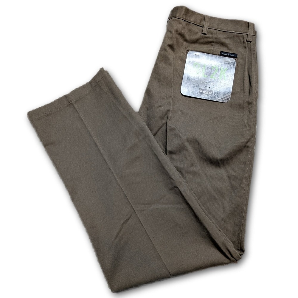 Haggar Black Label Mens 40x34 Pants BL2K Brown Classic Fit Woven Chino Cotton